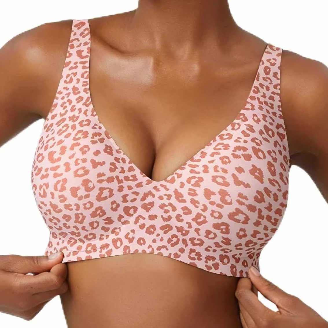Minimizer Bra Women - Women's Seamless Pink Leopard Print Bra