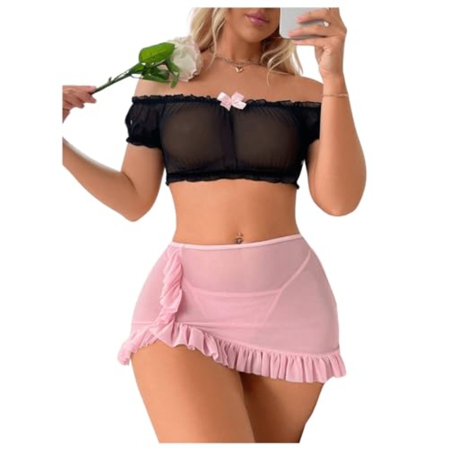 Sheer Mesh Bra - Sexy Lingerie Set for Women Sheer