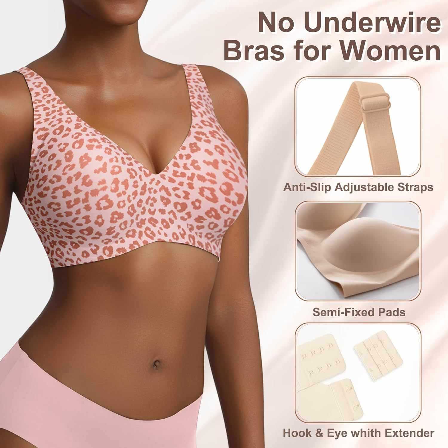 Women's Seamless Pink Leopard  - مراجعة Minimizer Bra Women وسعره