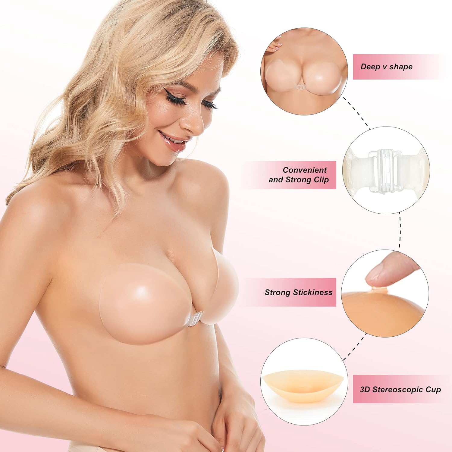 Sticky Bra Push Up Adhesive Br - مراجعة Push Up Bra Silicone وسعره