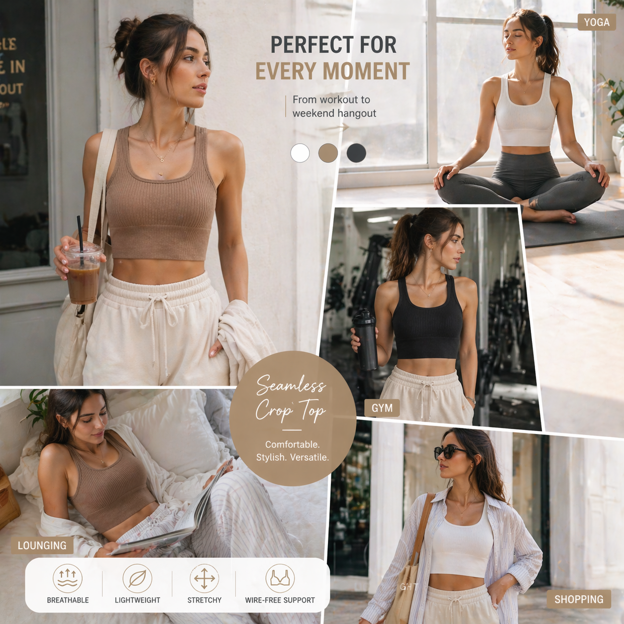 Women Seamless Ribbed Crop Top - مراجعة T Shirt Bra Seamless وسعره