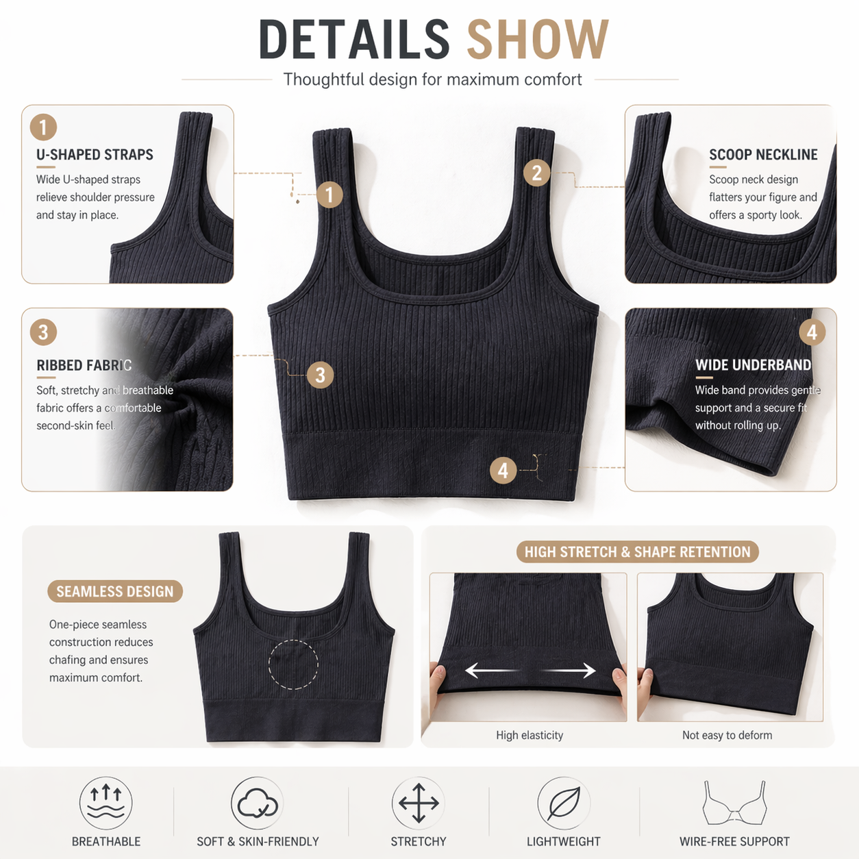 Women Seamless Ribbed Crop Top - مراجعة T Shirt Bra Seamless وسعره