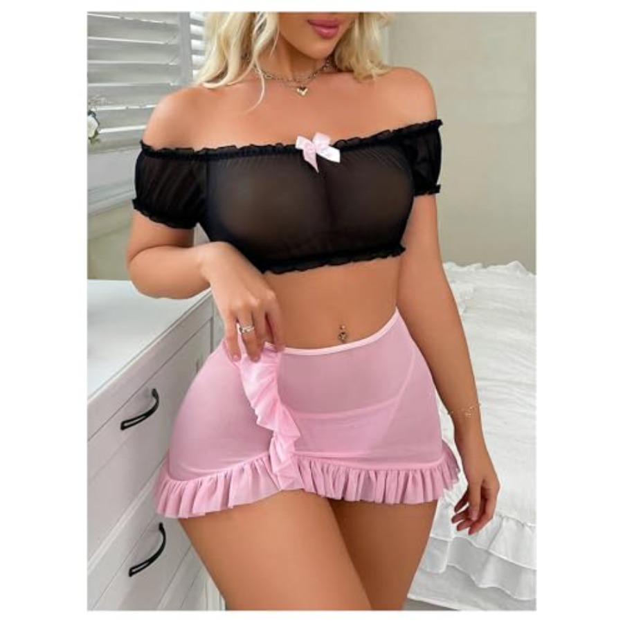 Sexy Lingerie Set for Women Sh - مراجعة Sheer Mesh Bra وسعره