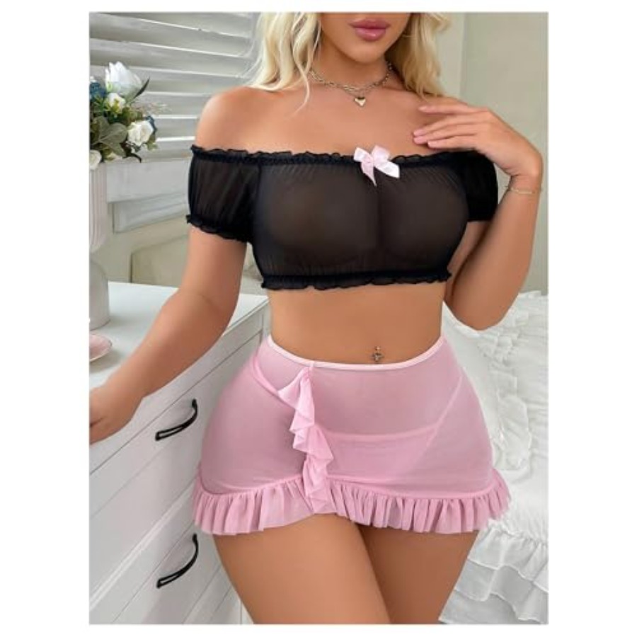 Sexy Lingerie Set for Women Sh - مراجعة Sheer Mesh Bra وسعره