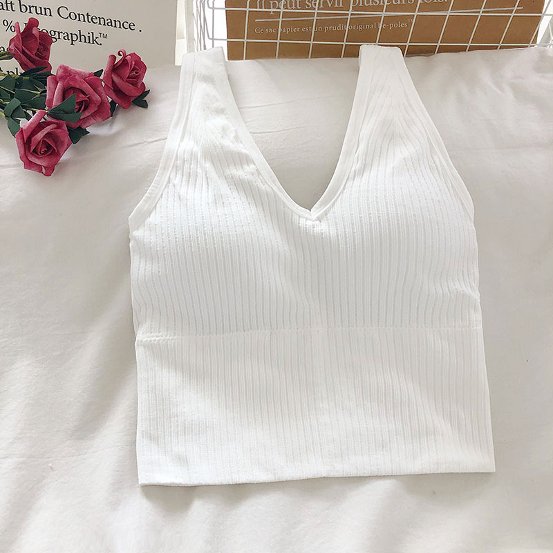 Women's Tank Crop Tops Female  - مراجعة T Shirt Bra Seamless وسعره