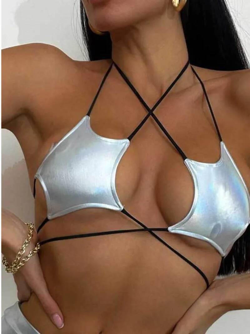 Women's Metallic Star Bra Top  - مراجعة Lace Bralette Set وسعره