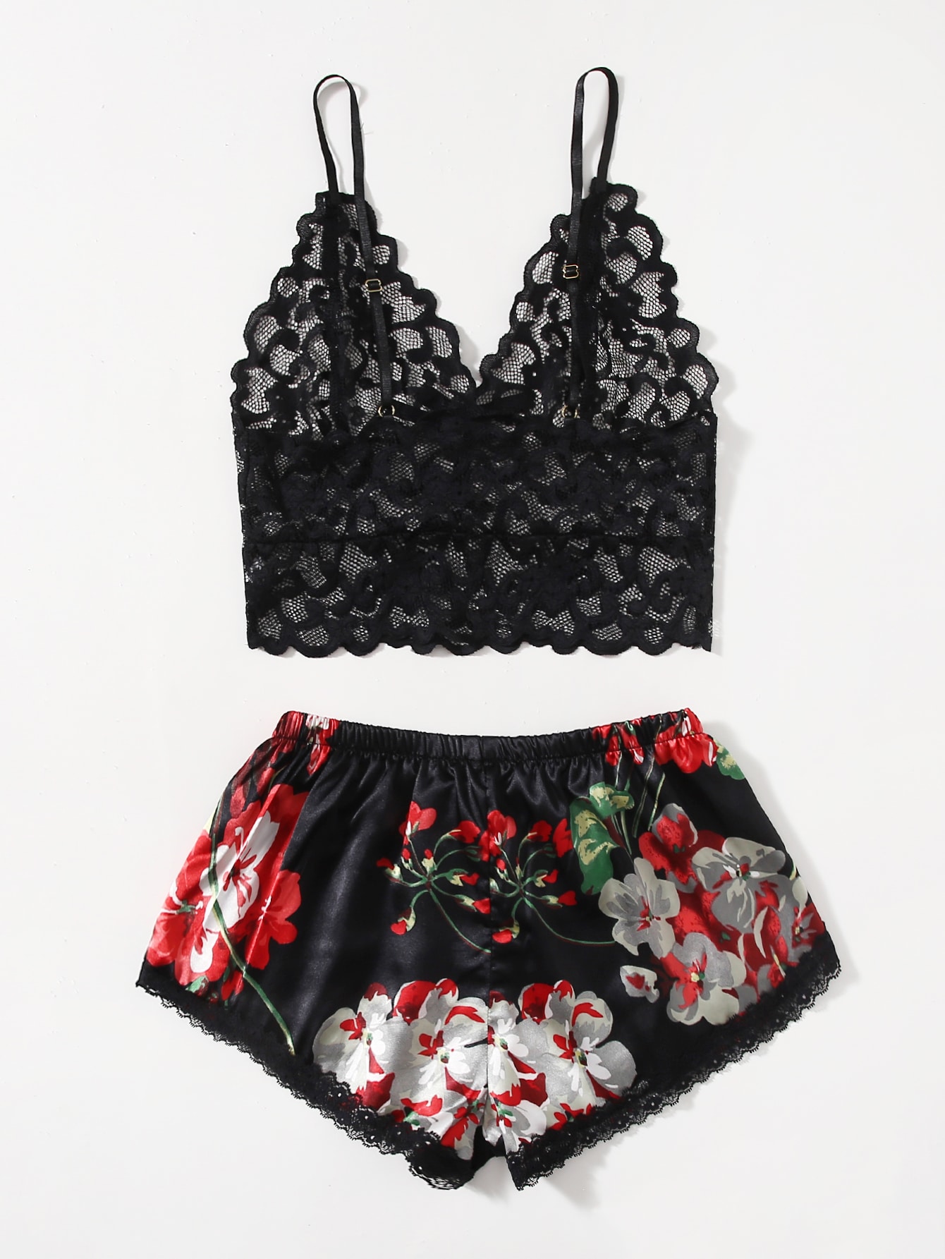 Floral Lace Pajama Set for Wom - مراجعة Lace Bralette Set وسعره