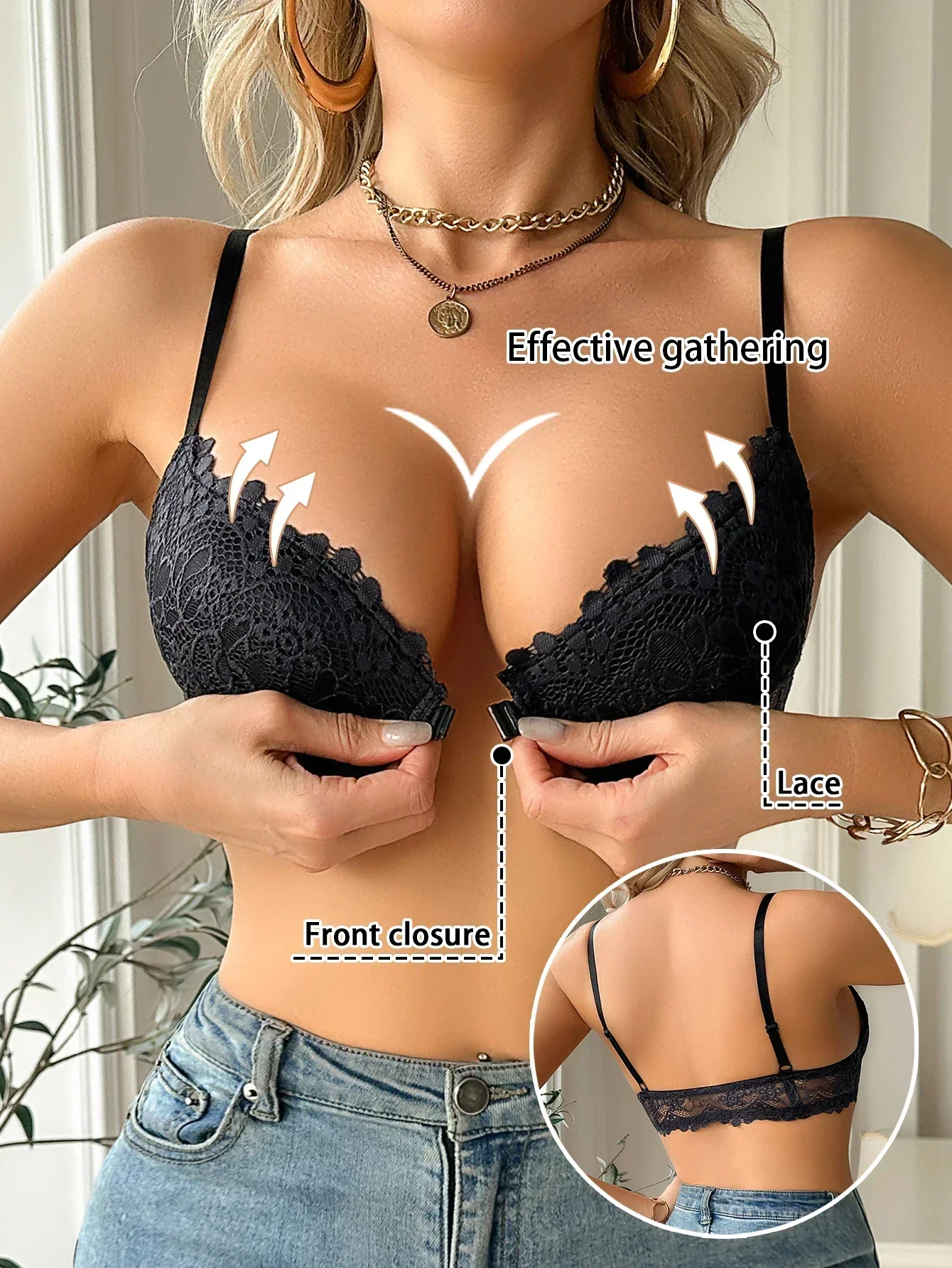 Women's Lace Front Clasp Push  - مراجعة Cotton Bra Everyday وسعره