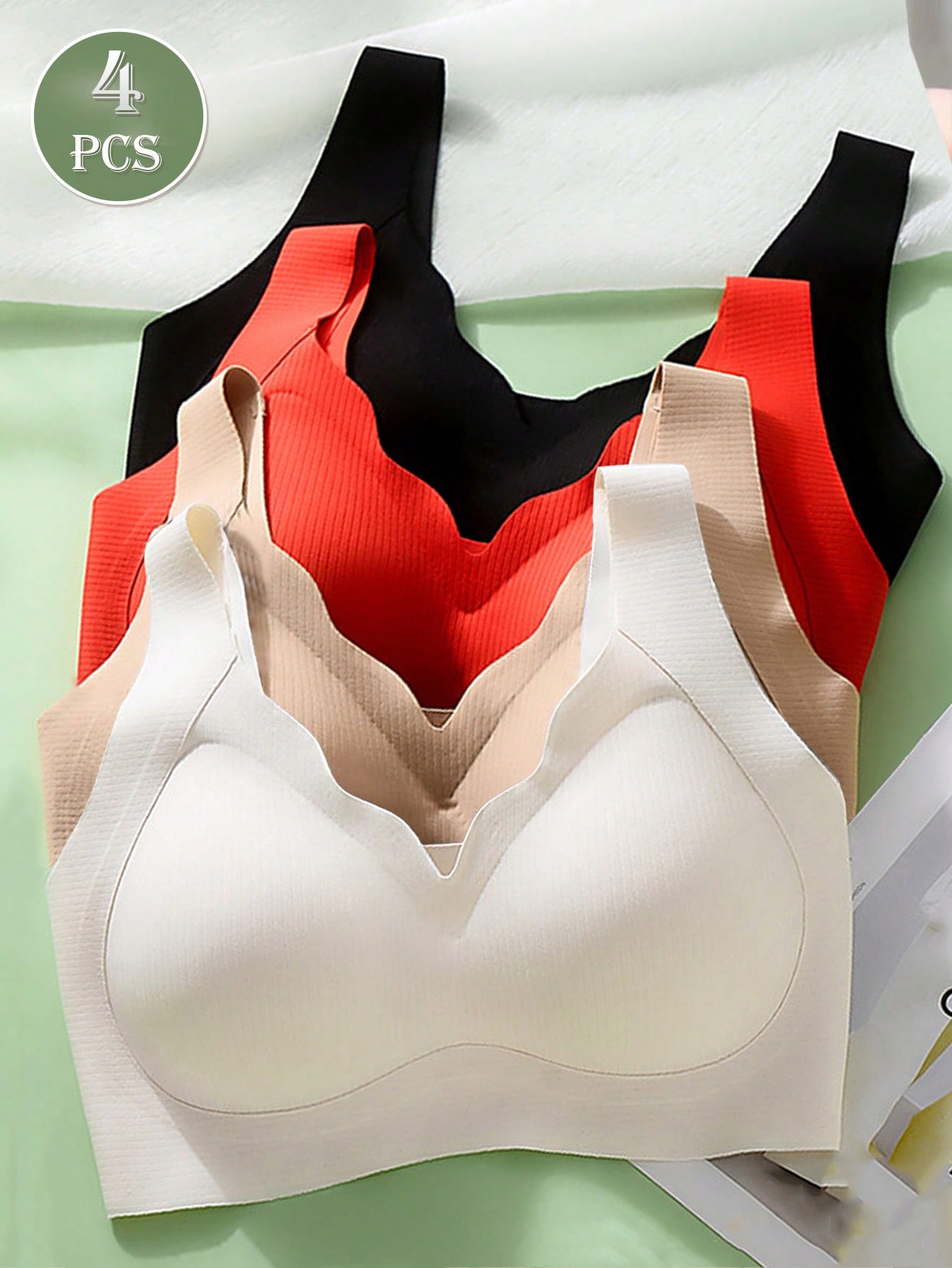 4pcs Women's Seamless Push Up  - مراجعة T Shirt Bra Seamless وسعره