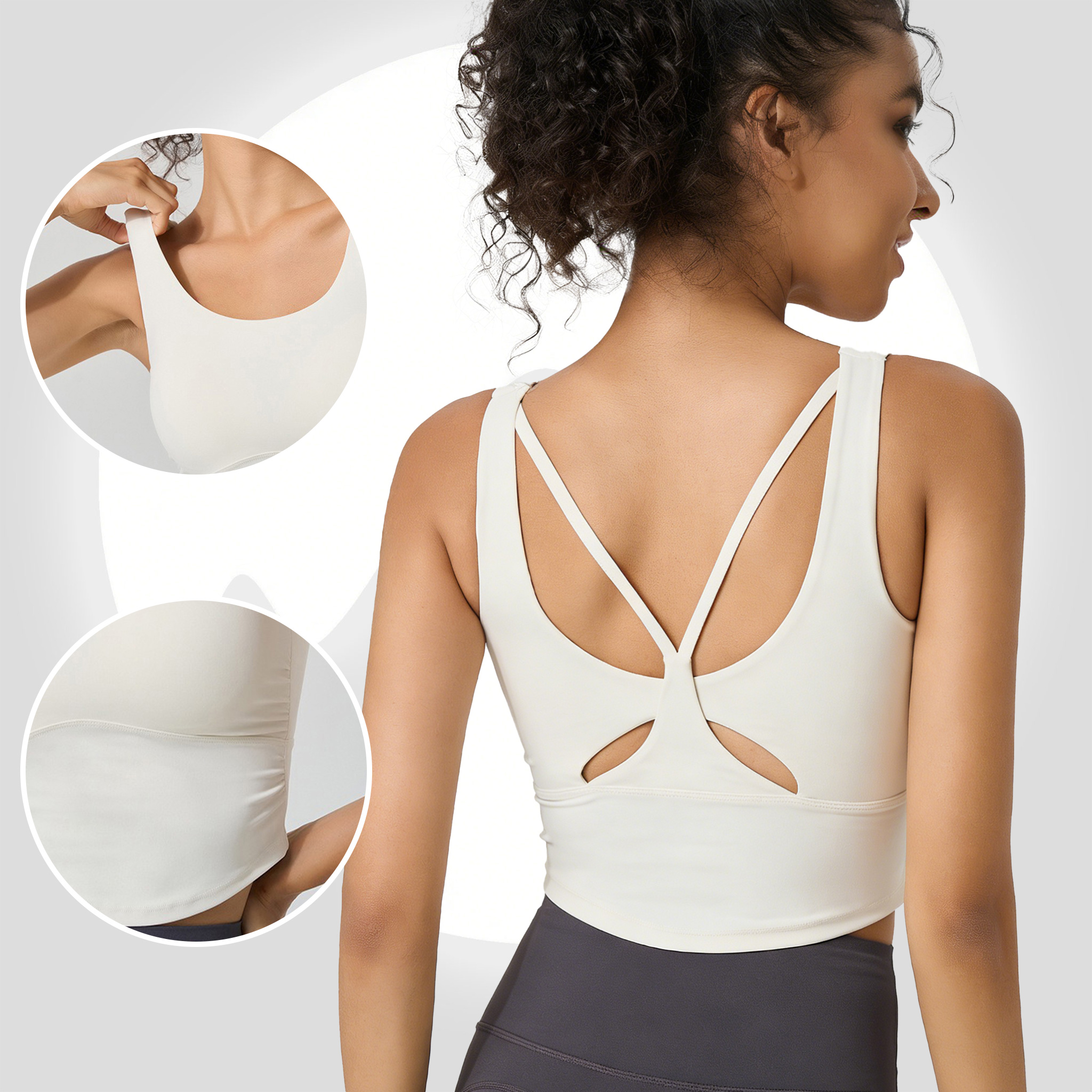 Women's Fixed Cup Yoga Sports  - مراجعة Sports Bra Racerback وسعره