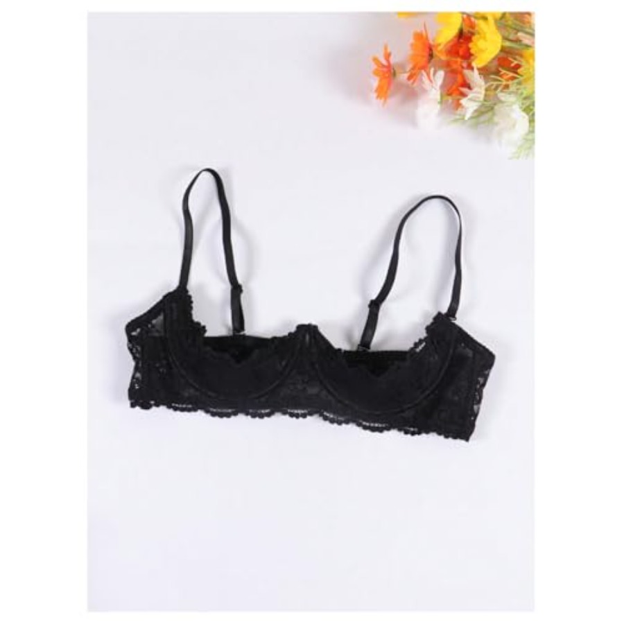 OYOANGLE Women's 1/4 Cup Lace  - مراجعة Demi Bra Balconette وسعره