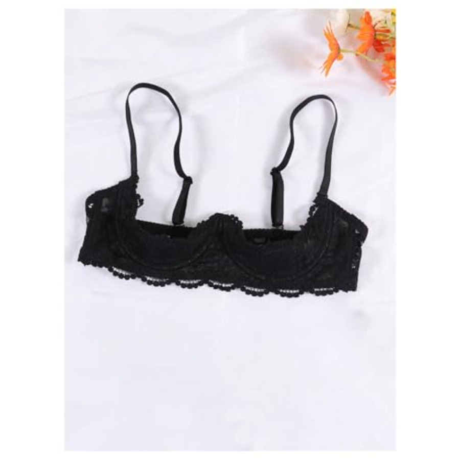 OYOANGLE Women's 1/4 Cup Lace  - مراجعة Demi Bra Balconette وسعره