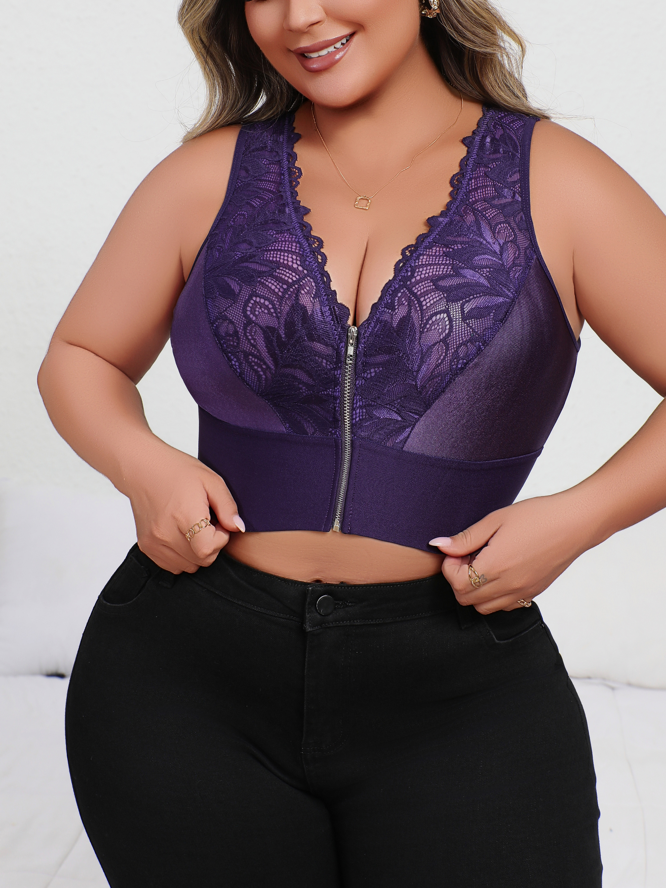 New Arrival Plus Size Sexy Pur - مراجعة Plunge Bra Push Up وسعره