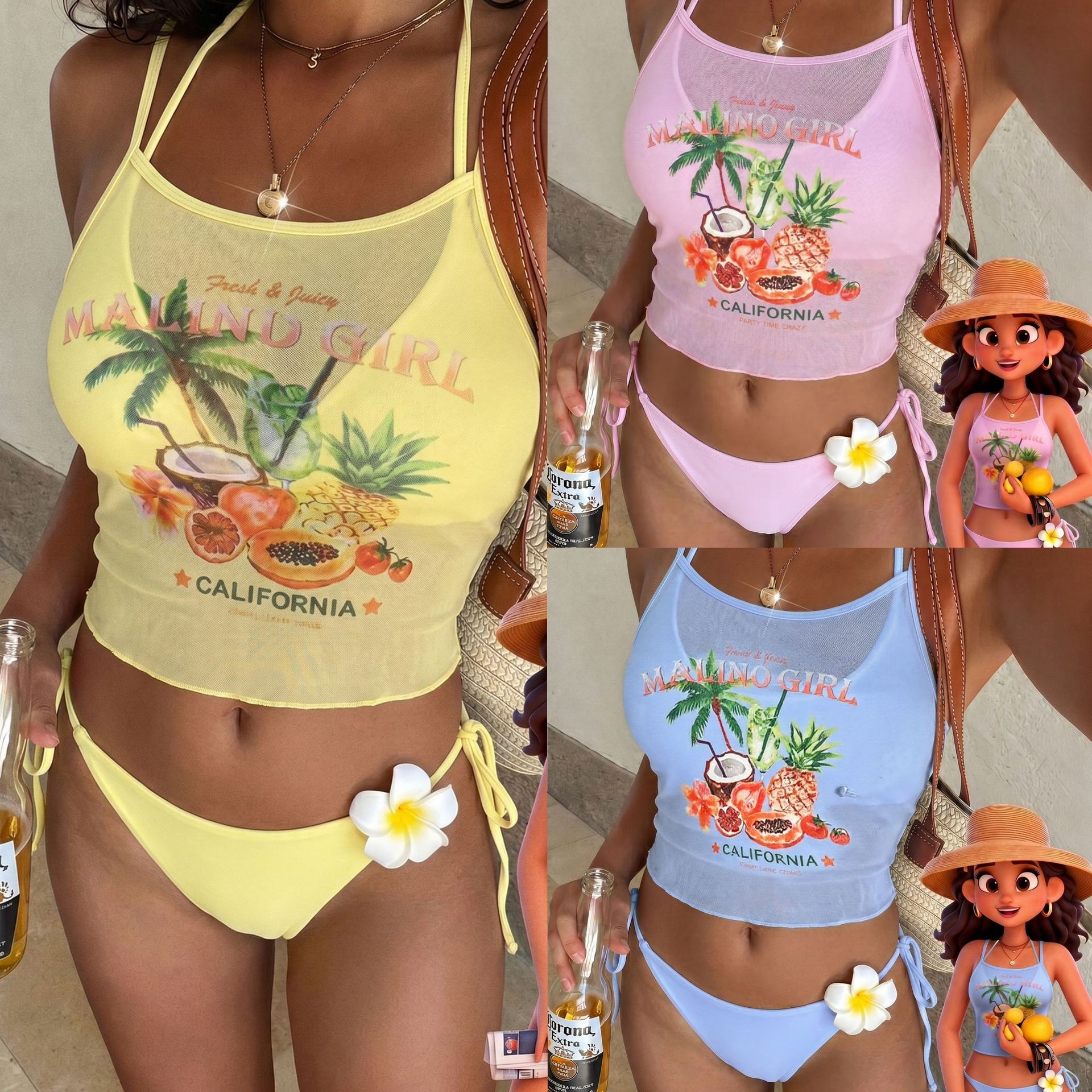 Fruit Print Bikini Bra Top Pas - مراجعة Sheer Mesh Bra وسعره