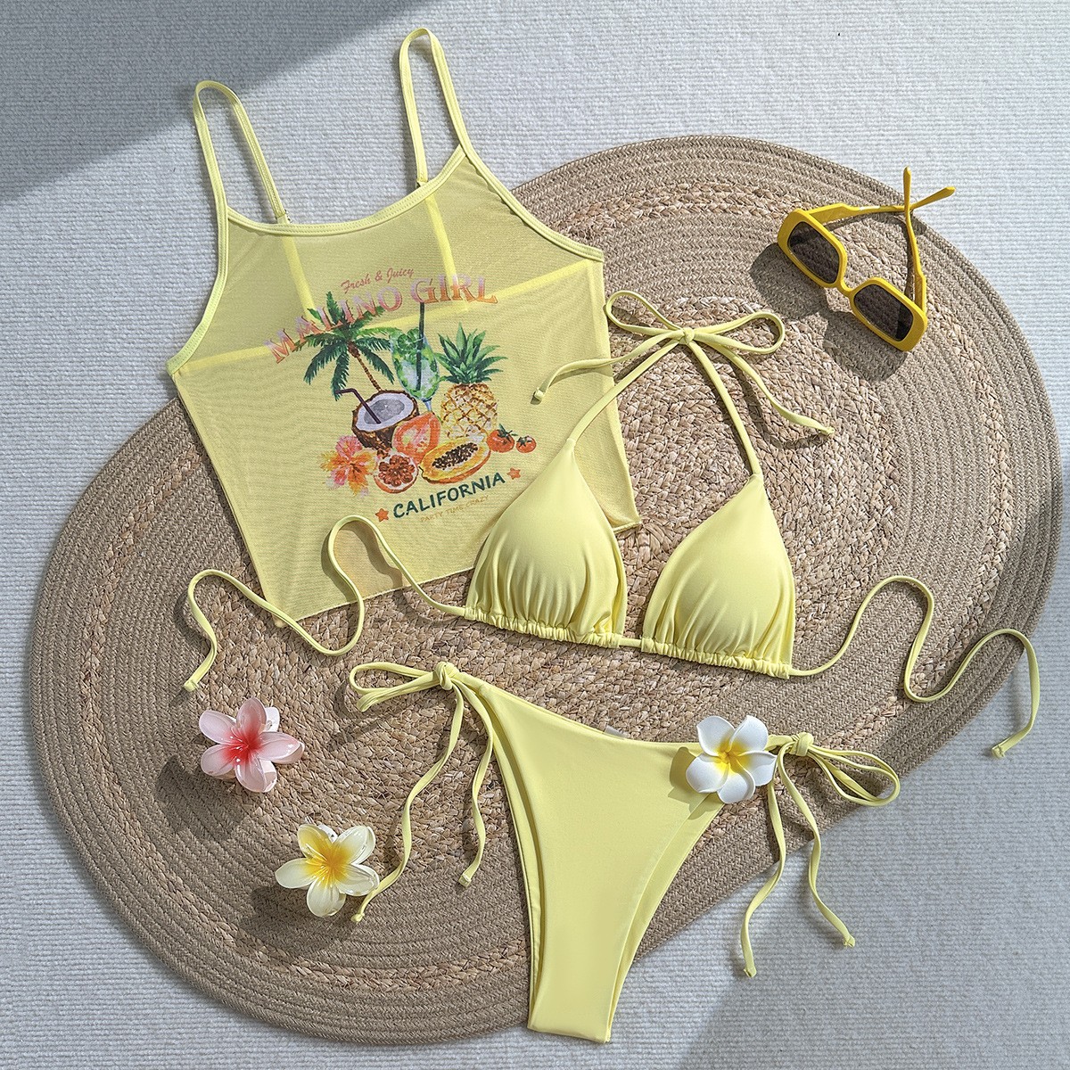 Fruit Print Bikini Bra Top Pas - مراجعة Sheer Mesh Bra وسعره