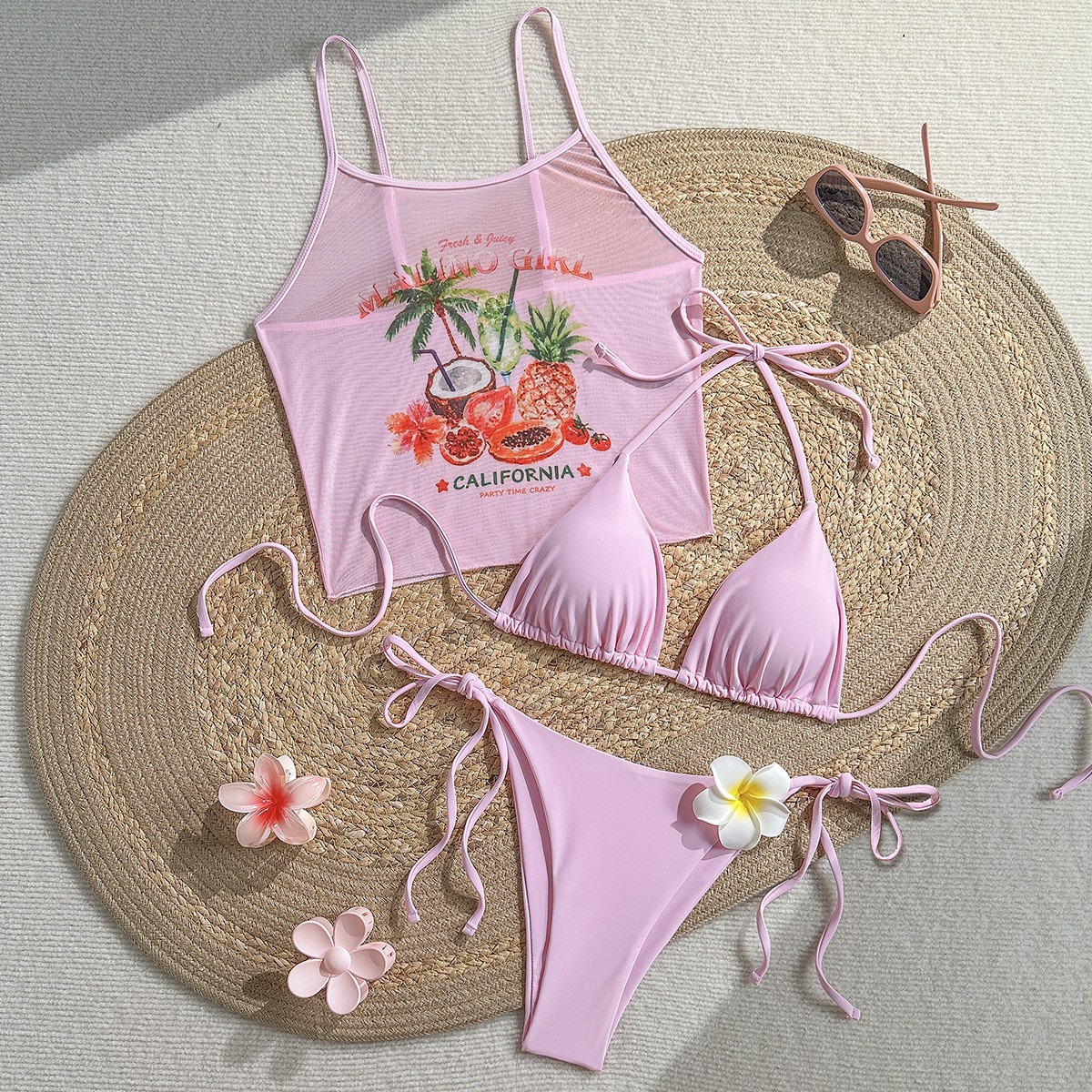Fruit Print Bikini Bra Top Pas - مراجعة Sheer Mesh Bra وسعره