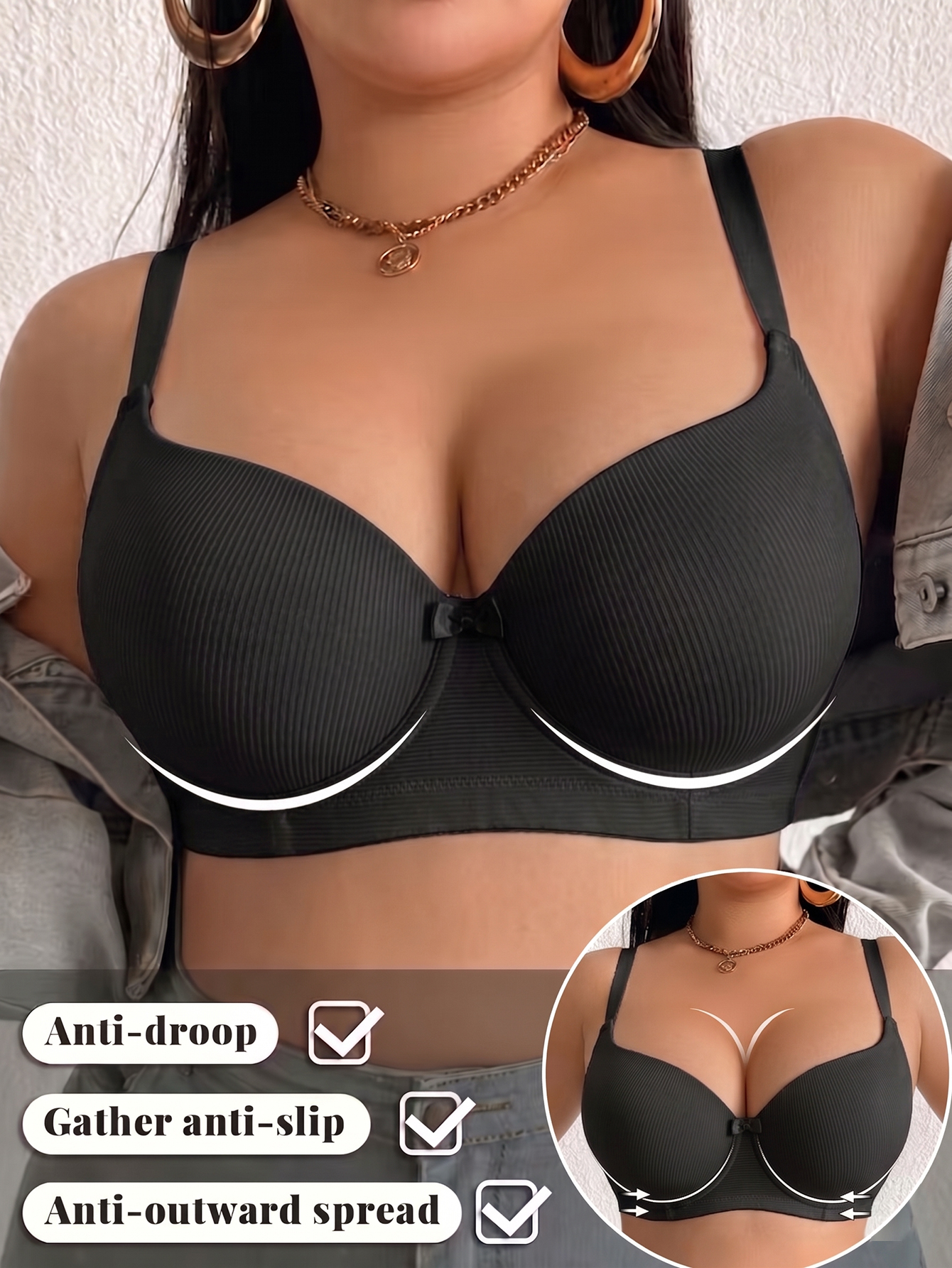 Plus Size Ribbed Women Bra Thi - مراجعة Plunge Bra Push Up وسعره