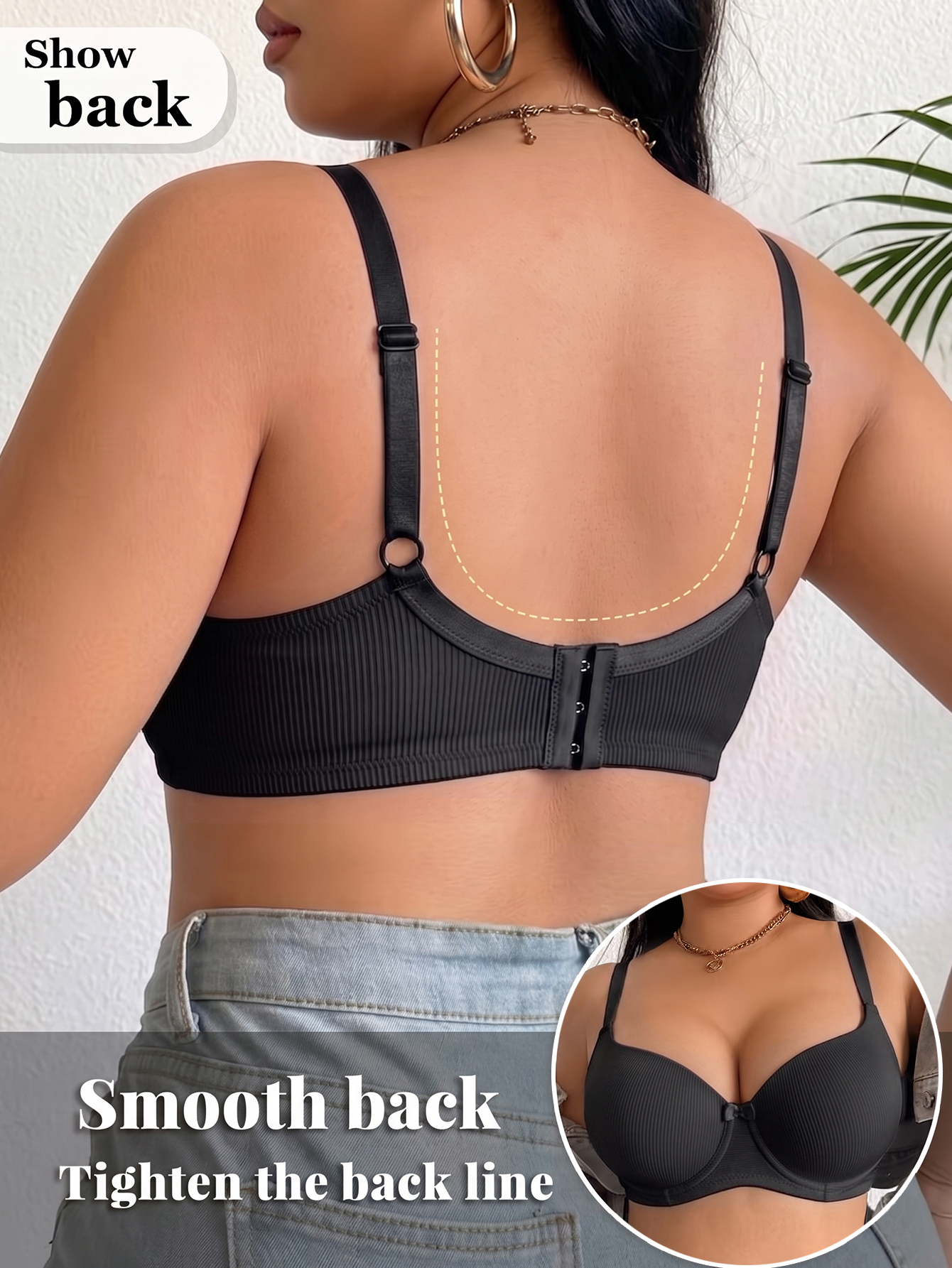 Plus Size Ribbed Women Bra Thi - مراجعة Plunge Bra Push Up وسعره