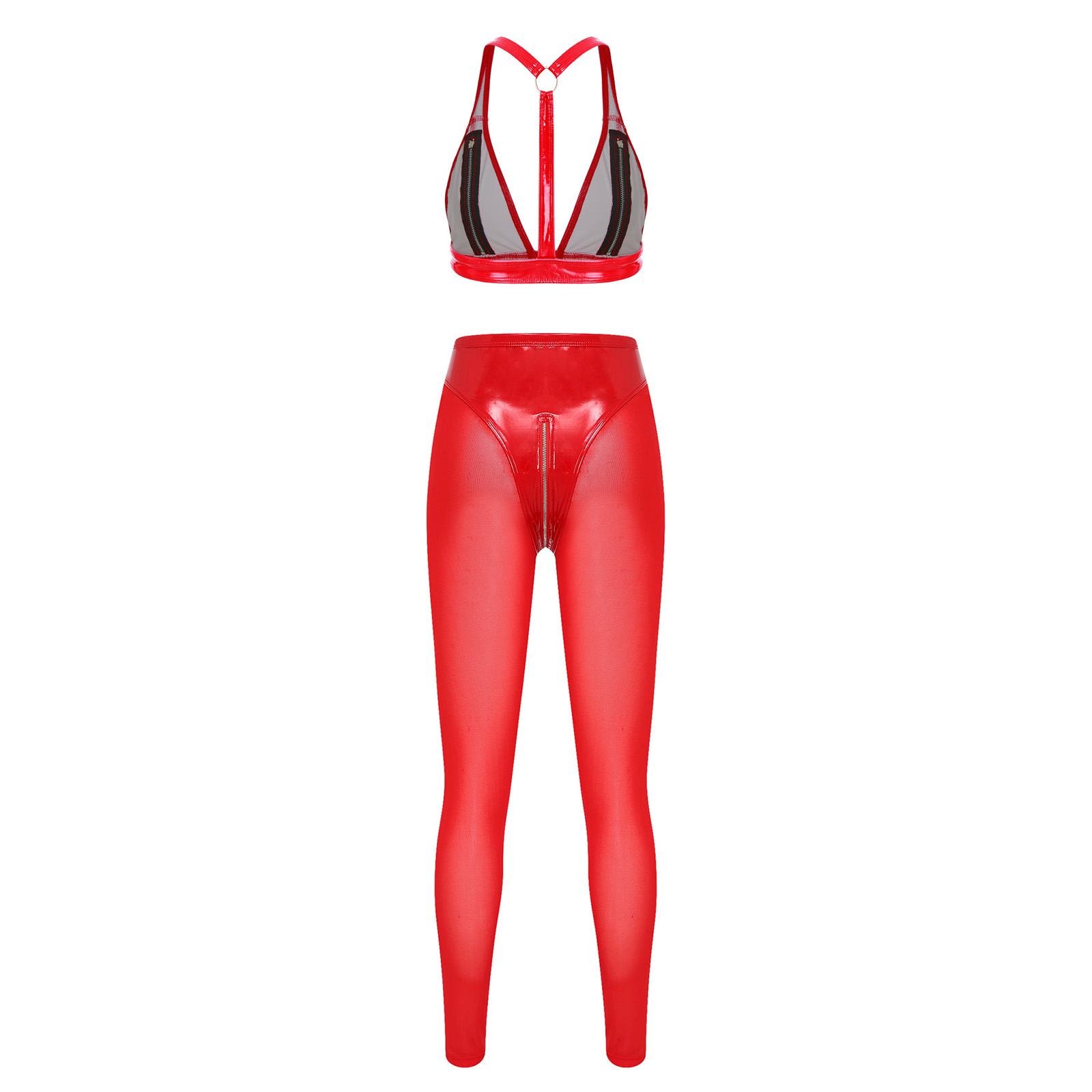Women Glossy Patent Leather Ou - مراجعة Sheer Mesh Bra وسعره