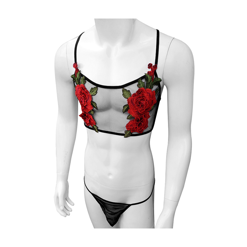 Sexy Embroidery Mens See Throu - مراجعة Sheer Mesh Bra وسعره
