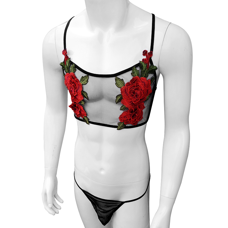 Sexy Embroidery Mens See Throu - مراجعة Sheer Mesh Bra وسعره