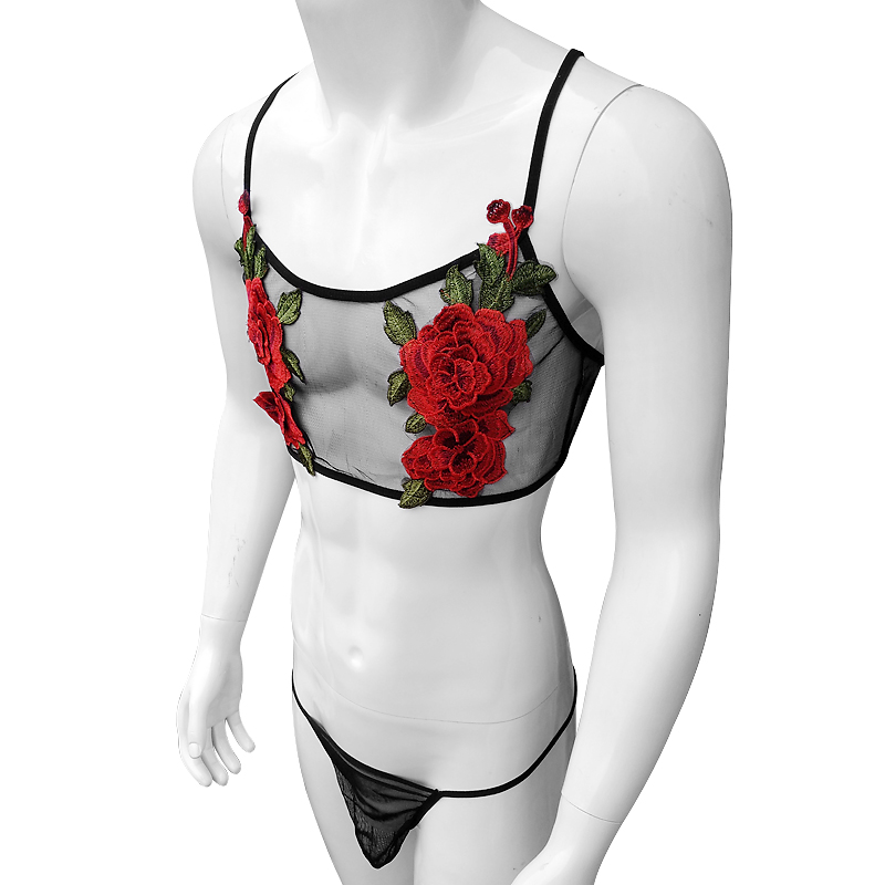 Sexy Embroidery Mens See Throu - مراجعة Sheer Mesh Bra وسعره
