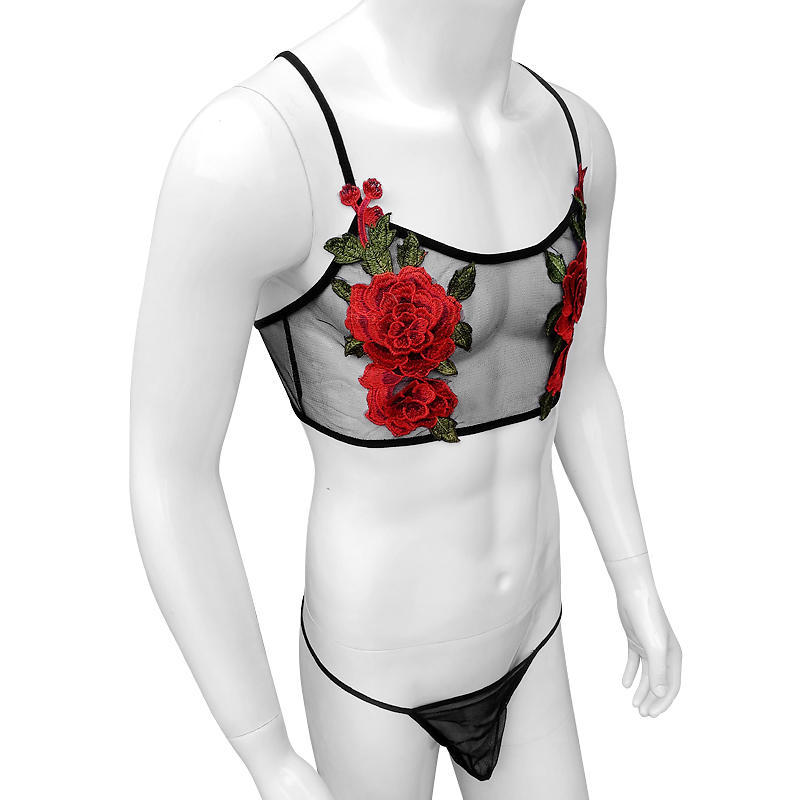 Sexy Embroidery Mens See Throu - مراجعة Sheer Mesh Bra وسعره